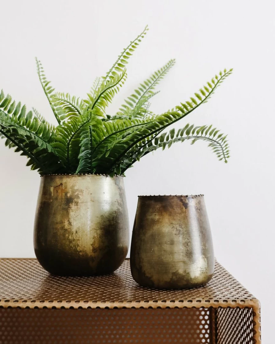 Vintage Brass Planter Set - Tabitha Style Lone Fox Collection - Elegant Home Decor