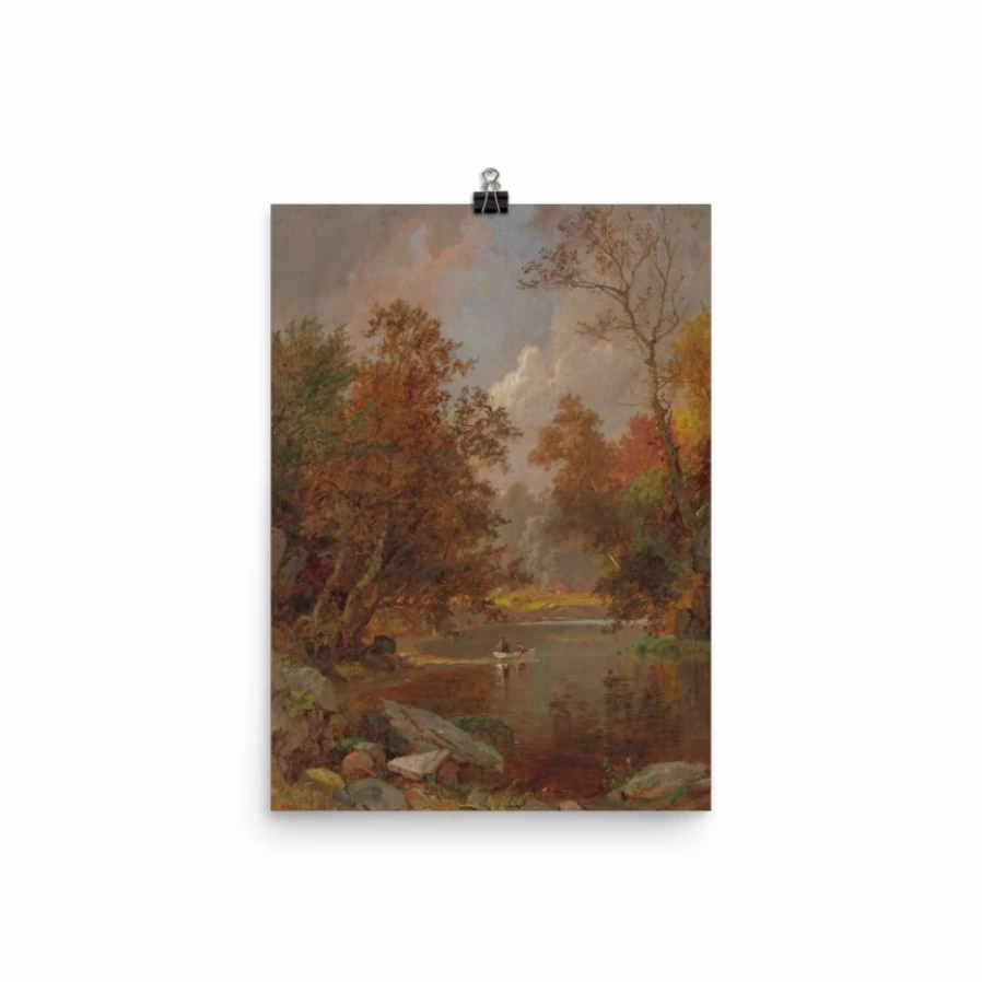 "Autumn On The River Landscape Art Print by Lone Fox – Seasonal Fall Wall Decor"